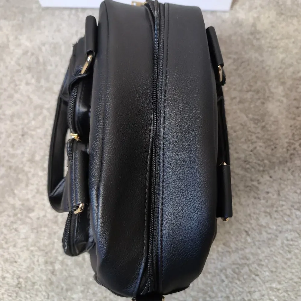 Black Faux Leather Satchel Bag Gothic